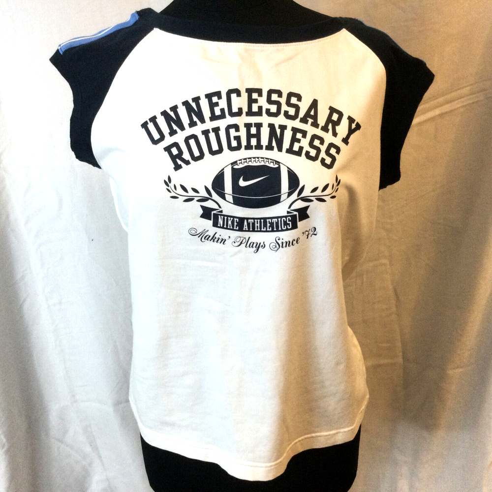 Nike Atletismo Algodón Mujer Camiseta Fútbol Blanco Azul Marino Sin Manga XL