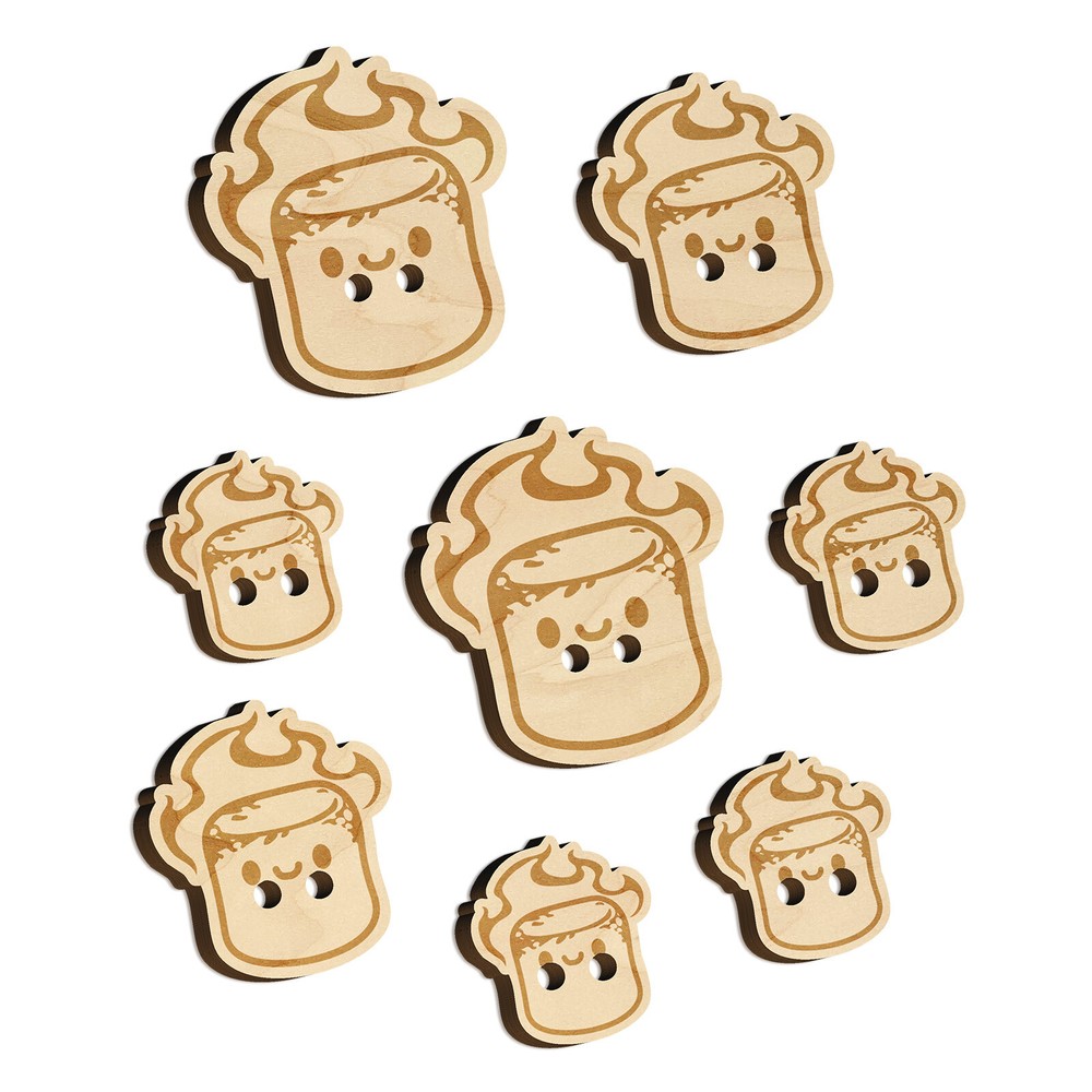 Cute Kawaii Toasted Marshmallow Wood Buttons for Sewing Knitting Crochet Craft