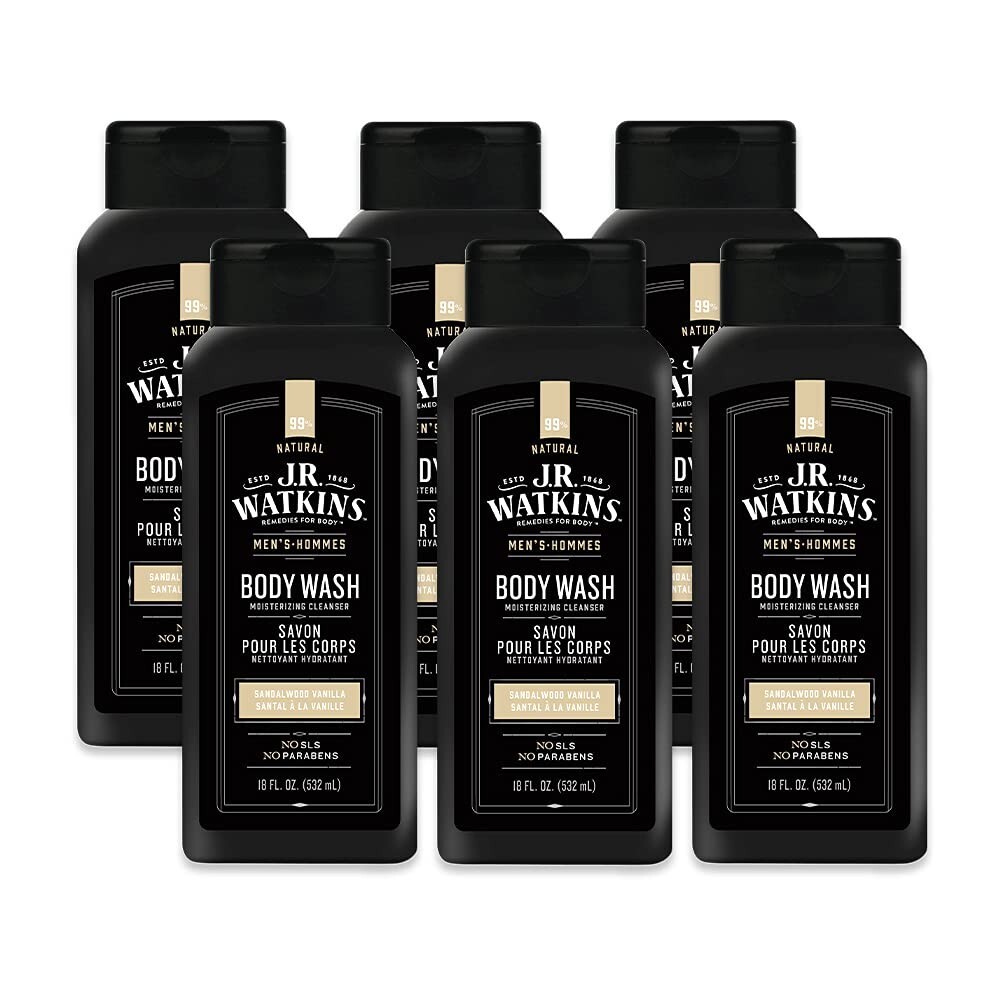 Hydrating Shower Gel for All Skin Types - Sandalwood Vanilla, 18 fl oz, 6 Pack