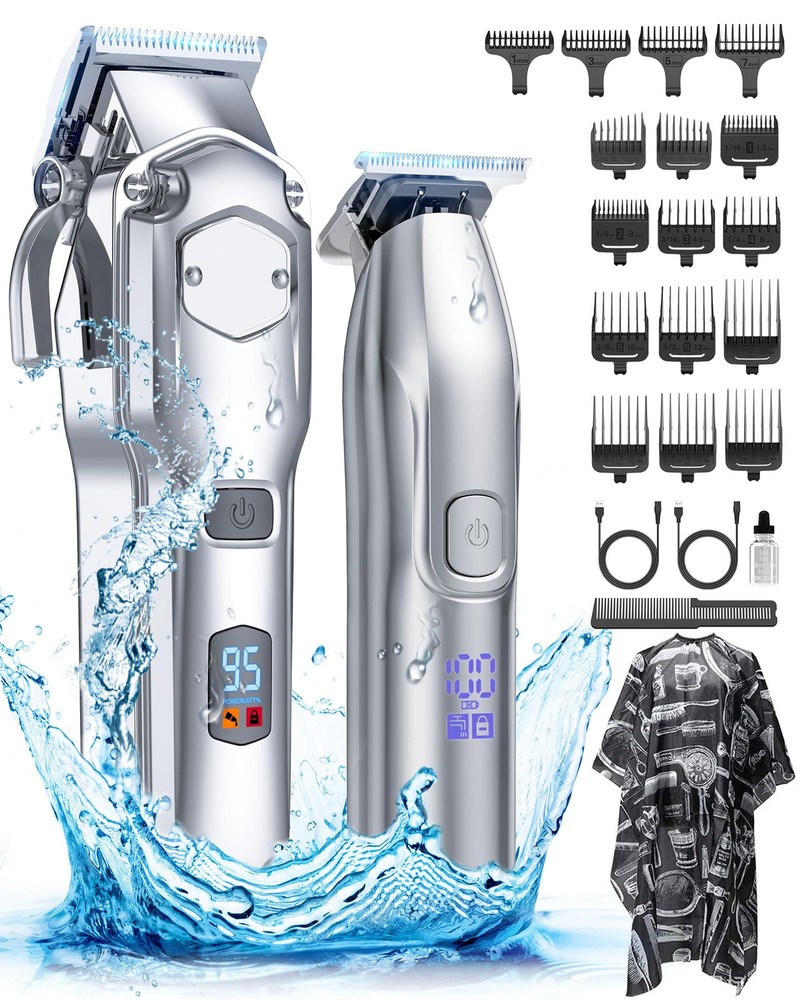 Cordless Hair Clippers and Trimmers Set for Men - Professional Grooming Kit  