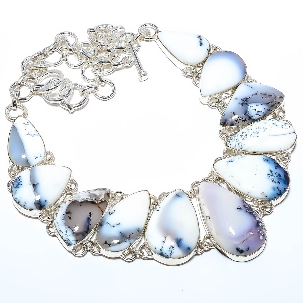 Dendritic Opal - Brazil Gemstone 925 Sterling Silver Necklace 17.99