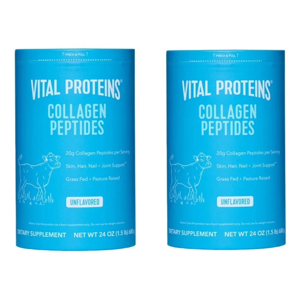 (2-Pack) Vital Proteins Collagen Peptides Dietary Supplement Powder 24 oz FS.