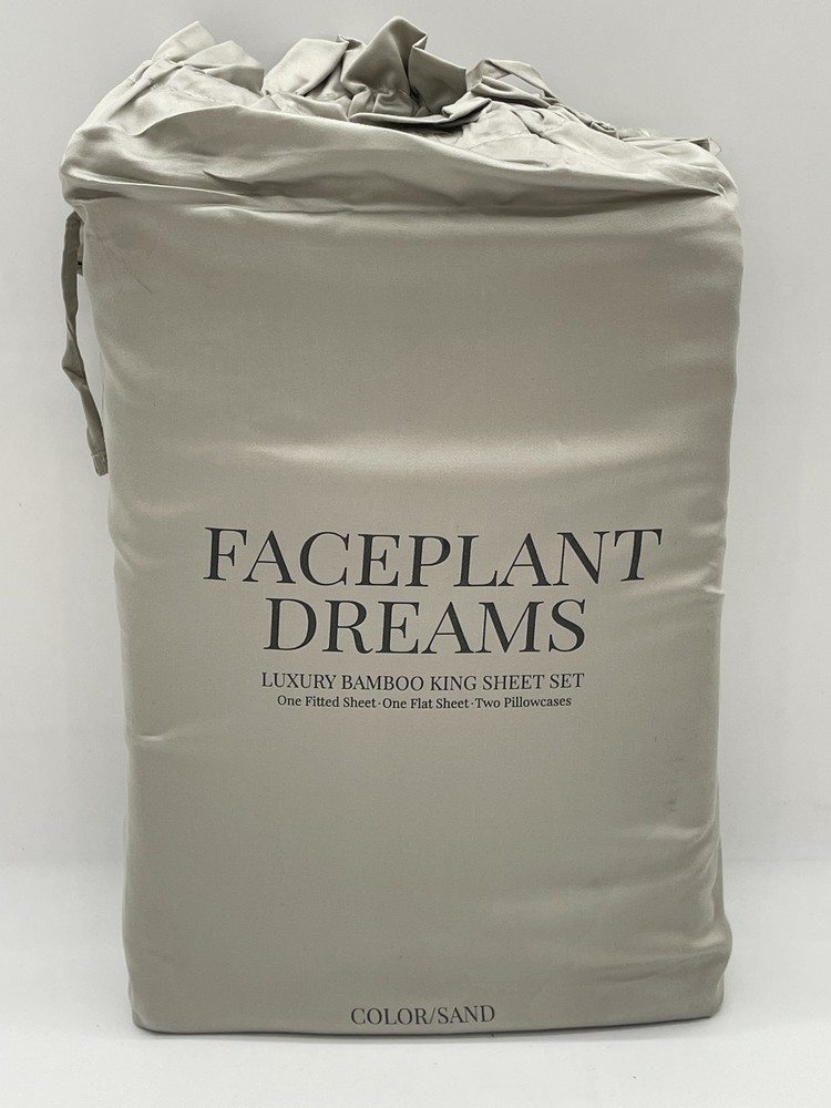 Bamboo King Sheet Set Faceplant Dreams 4037 Sand Soft Cooling  