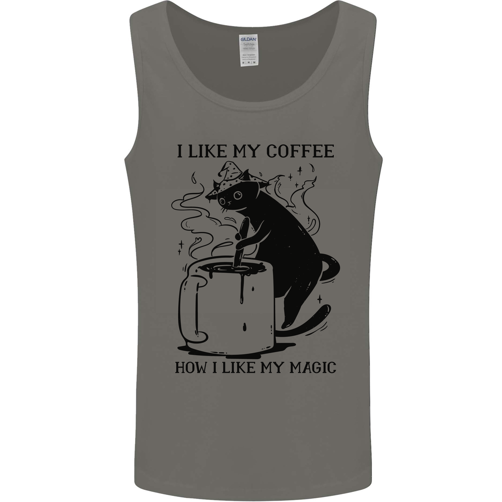 Black Cat Halloween Funny Coffee Mens Vest Tank Top