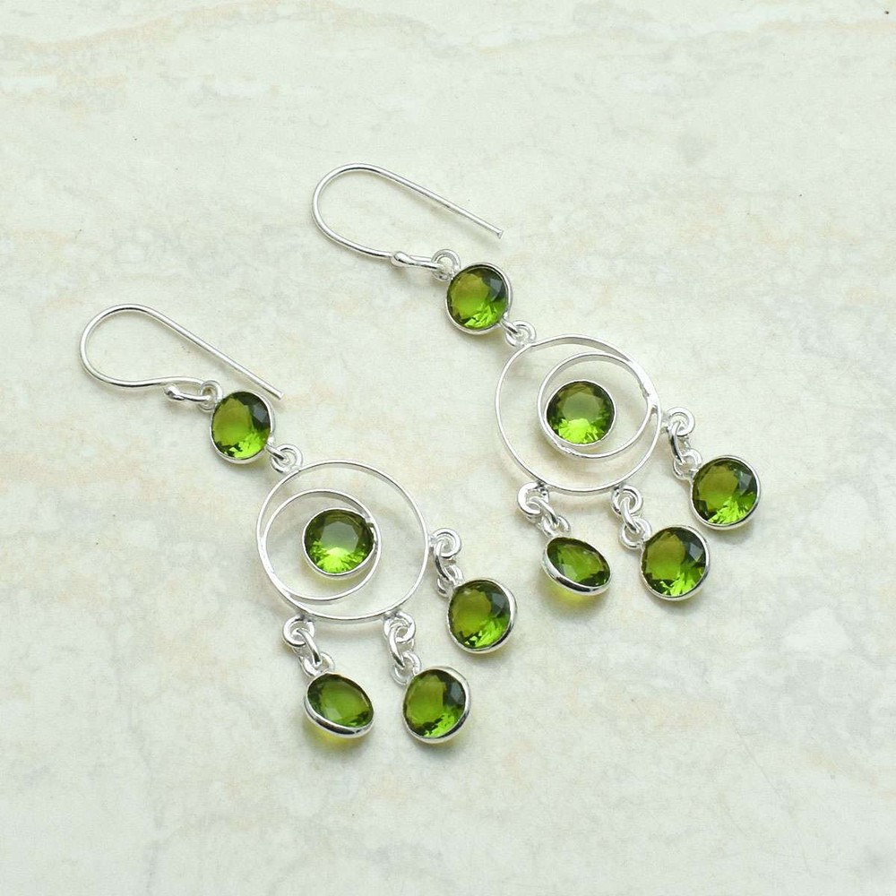 Peridot Gemstone Handmade Drop Dangle Earrings Jewelry Gift 2.24