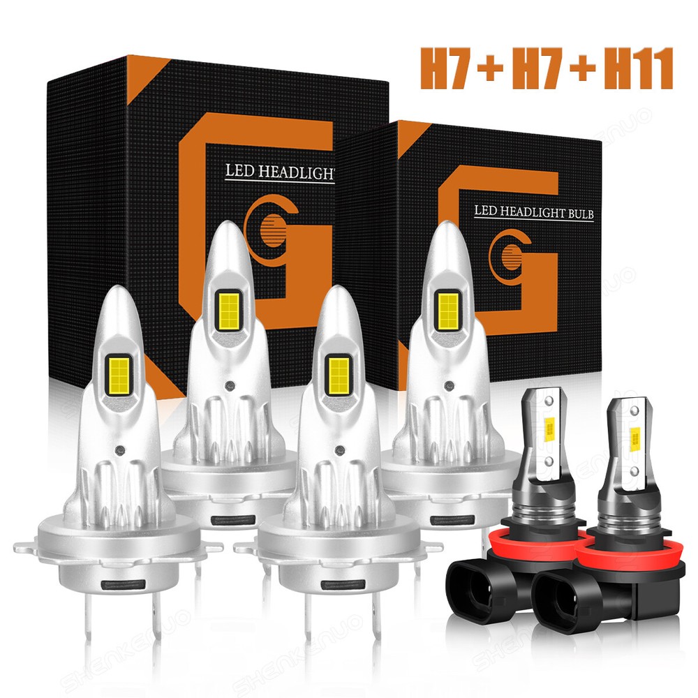 For BMW 328i 2007-2016 6x Bulbs LED Headlights High/Low Beams + Fog Lights 6500K