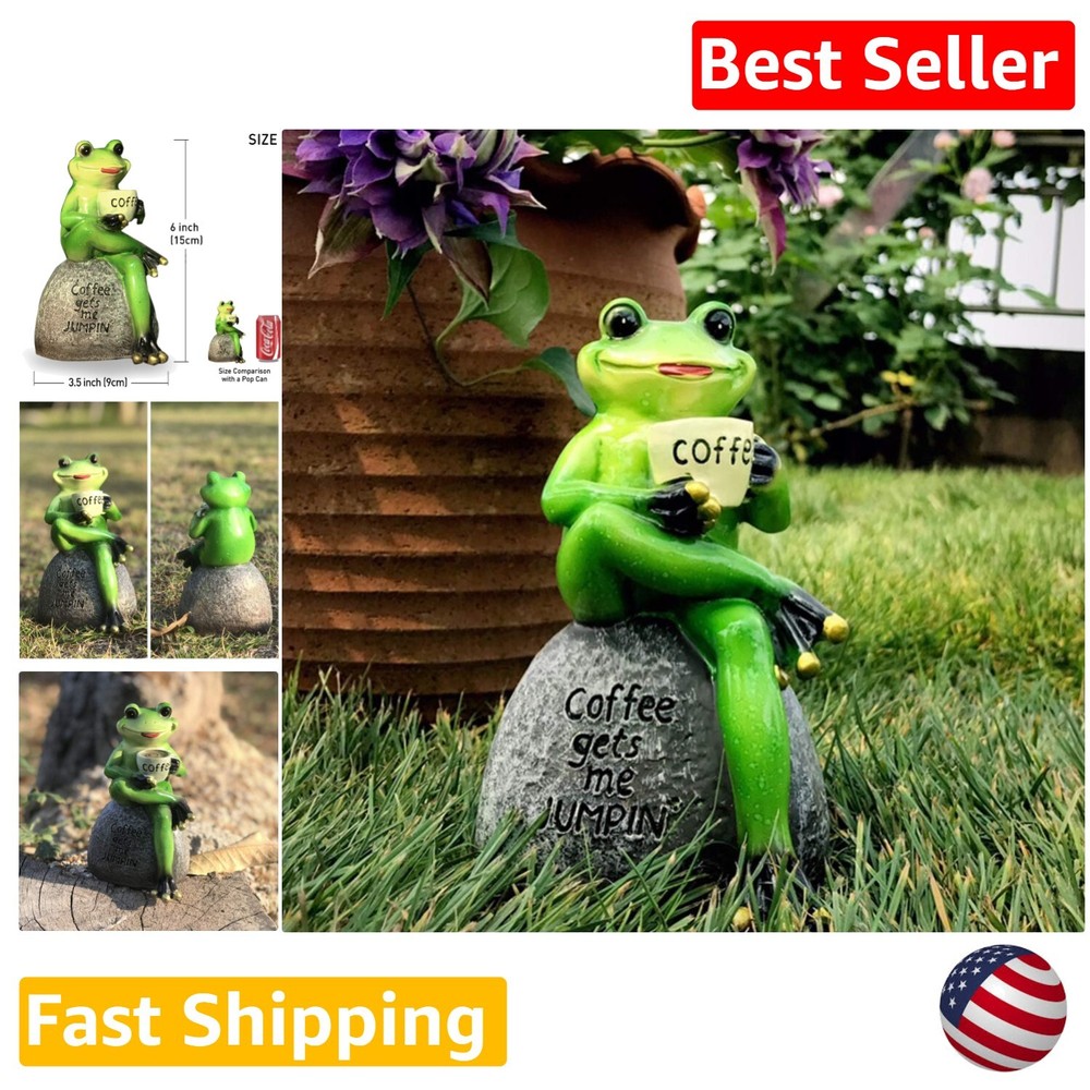 Vivid Resin Frog Figurine for Outdoor Yard Decoration - Weatherproof Finish