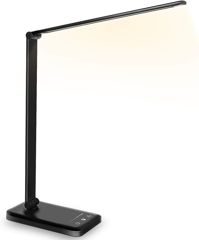 Eye-Caring Dimmable LED Desk Lamp with 2 USB Charging Ports and 10 Light Modes