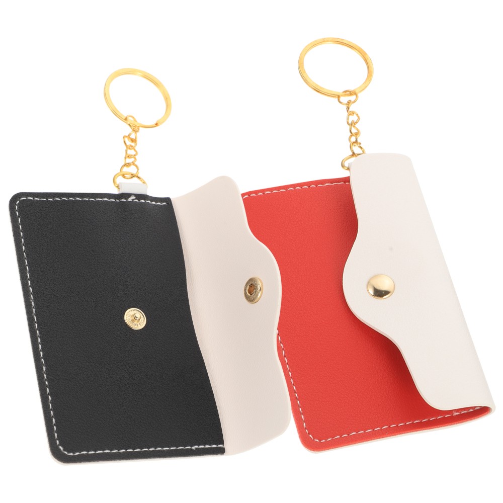 2-Pack Travel Coin Purse Keychain with Card Holder and Ring for Women