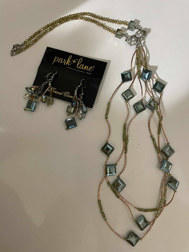 Park Lane blue gemstone necklace and earrings set