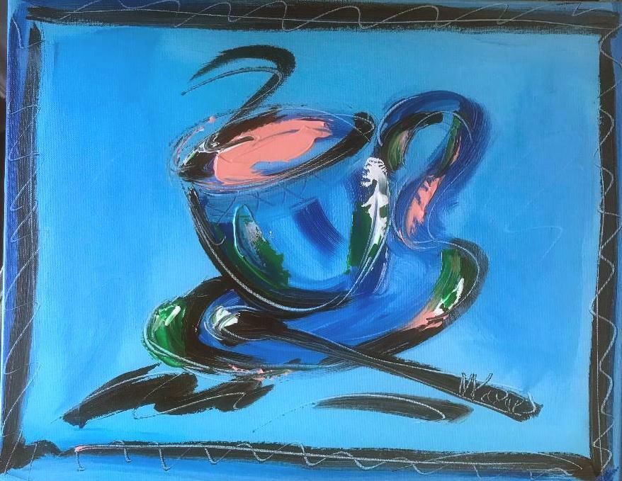 COLD COFFEE  POP ART Original Oil PAINTING CITYSCAPE  Abstract Modern CANGGB