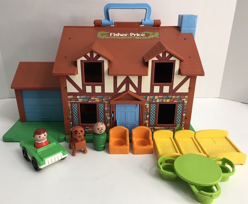 Vintage FISHER PRICE Little People #952 Play Family Brown Tudor House 1986