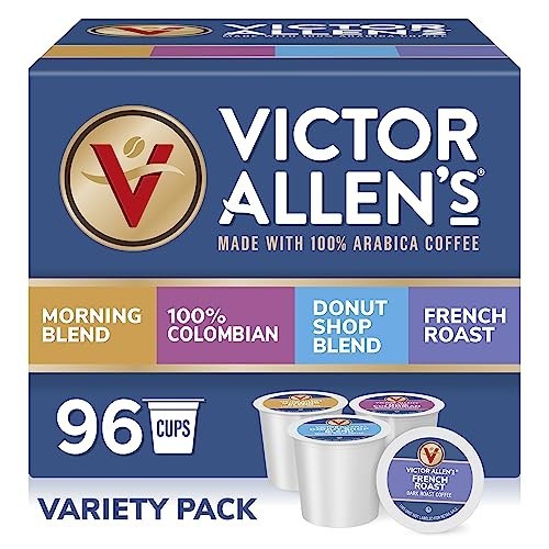 Victor Allen’s Coffee Variety Pack, Single Serve K-Cup Pods, 96 Count.