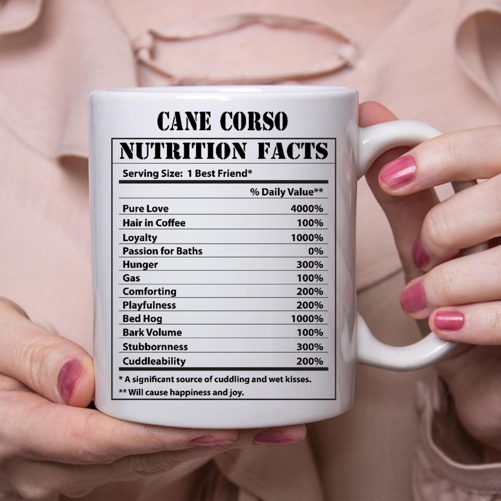Funny Cane Corso Gifts Nutritional Facts White Coffee Mug