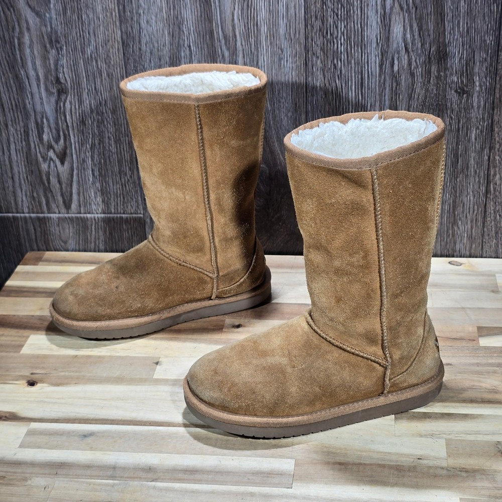 Koolaburra by UGG Victoria Chestnut Suede Faux Fur Boots Kids Size 2 1020172