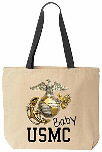 Military Baby Reusable Tote Bag United States of America Gold Anchor Eagle Black