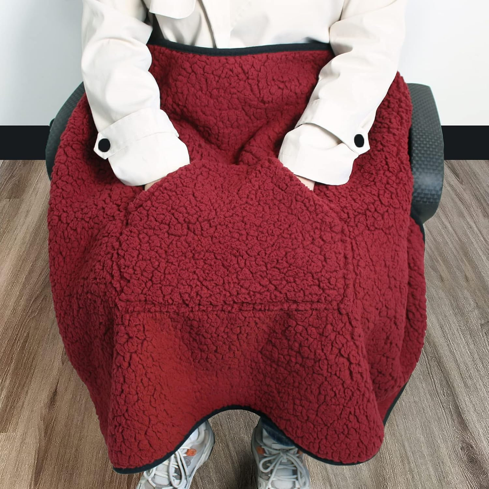 Small Sherpa Lap Blanket with Pocket,Throw Blanket for Recliner,Soft Fuzzy Fleec