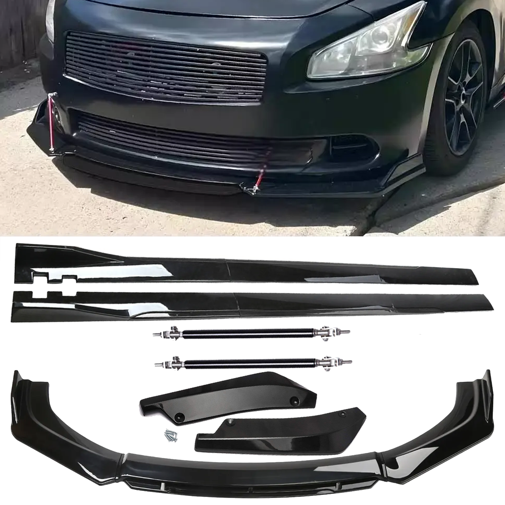 Front Bumper Lip Chin Spoiler Splitter Side Skirt Rear Rod For Nissan Maxima A35