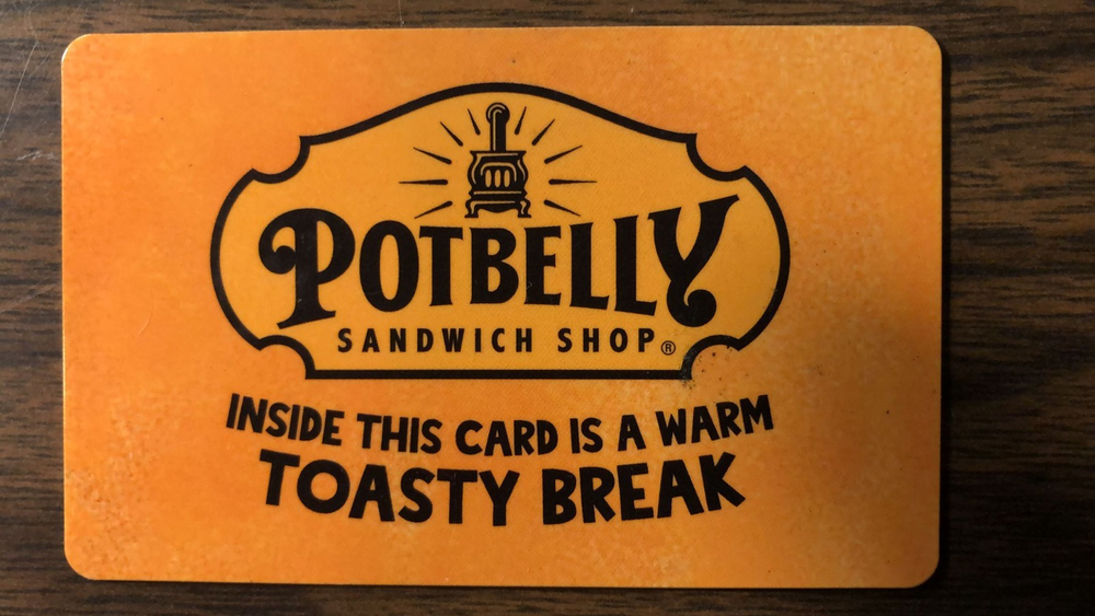 Potbelly Gift Card $100.00 Value. Free Shipping!-image