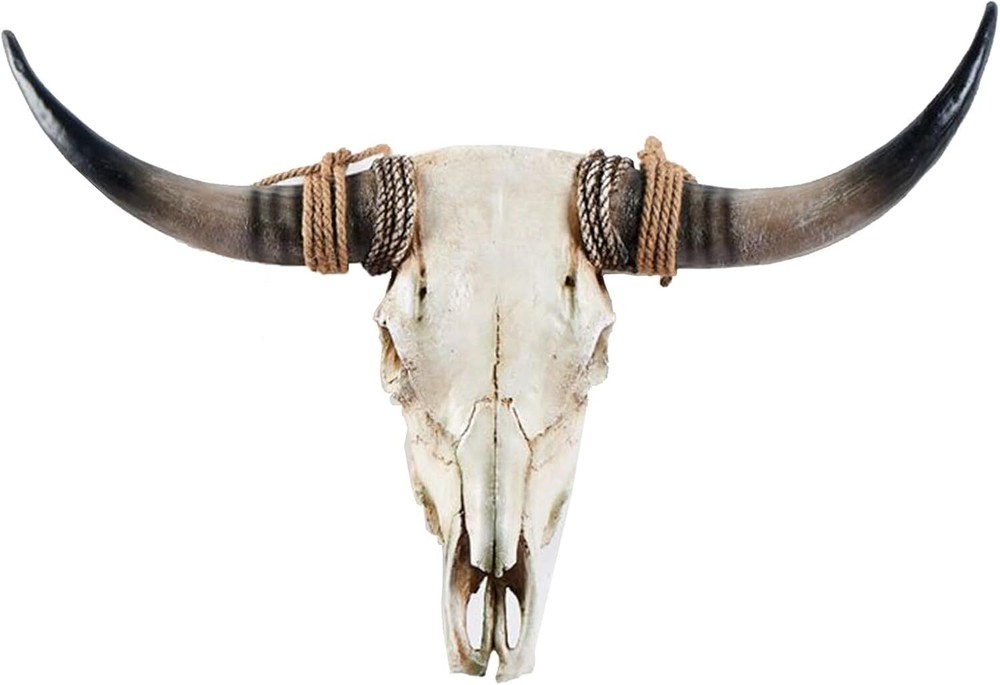Cow Skull Wall Decor,Long Horn Hanging, Faux Brown