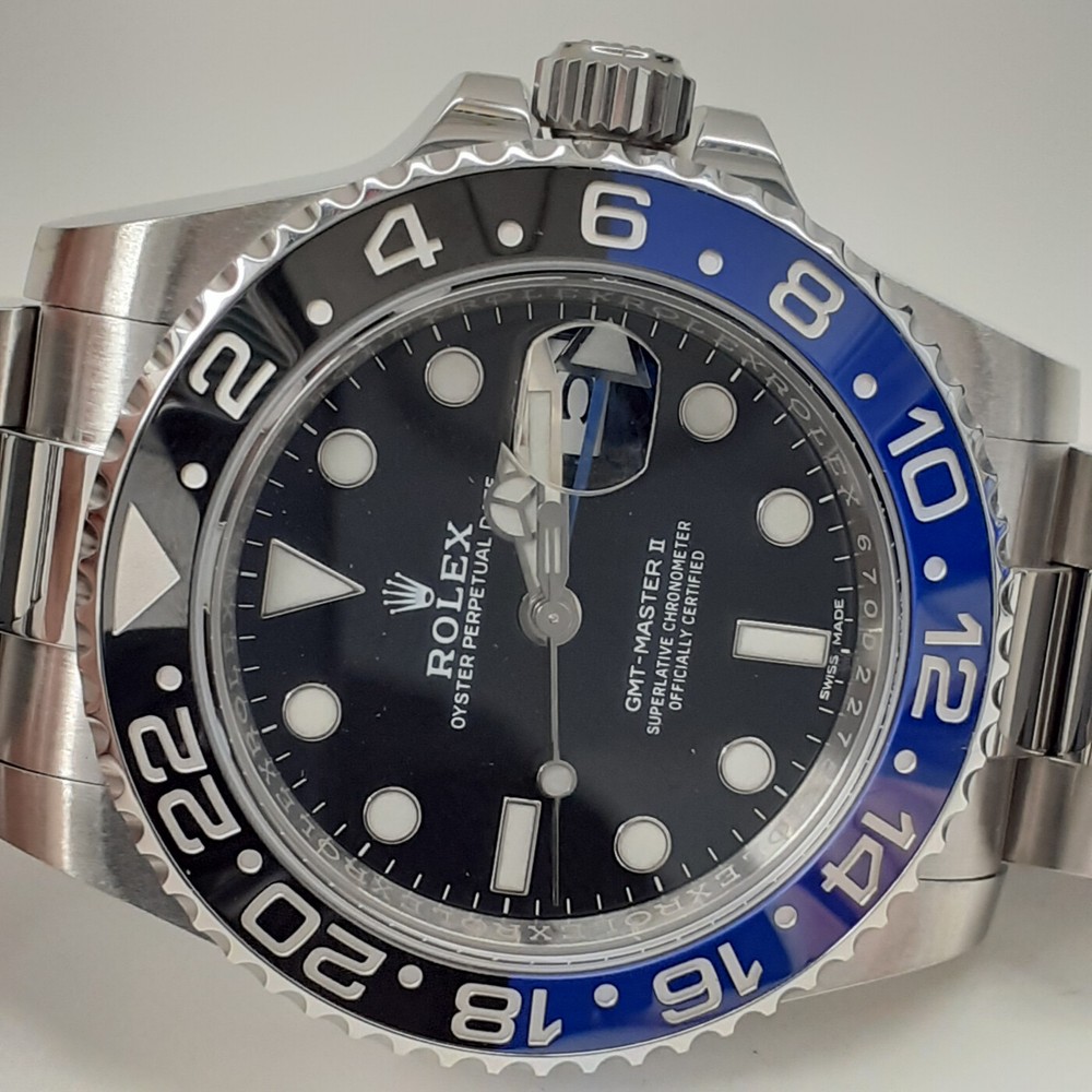 Rolex GMT Master II 40 mm Blue Black Batman Steel Automatic Watch 116710 BLRN