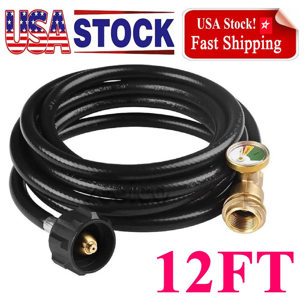 Manguera adaptadora de tanque de propano de 12 pies para parrilla de gas QCC1 tipo 1 LP convertidor de 1 lb a 20 lb