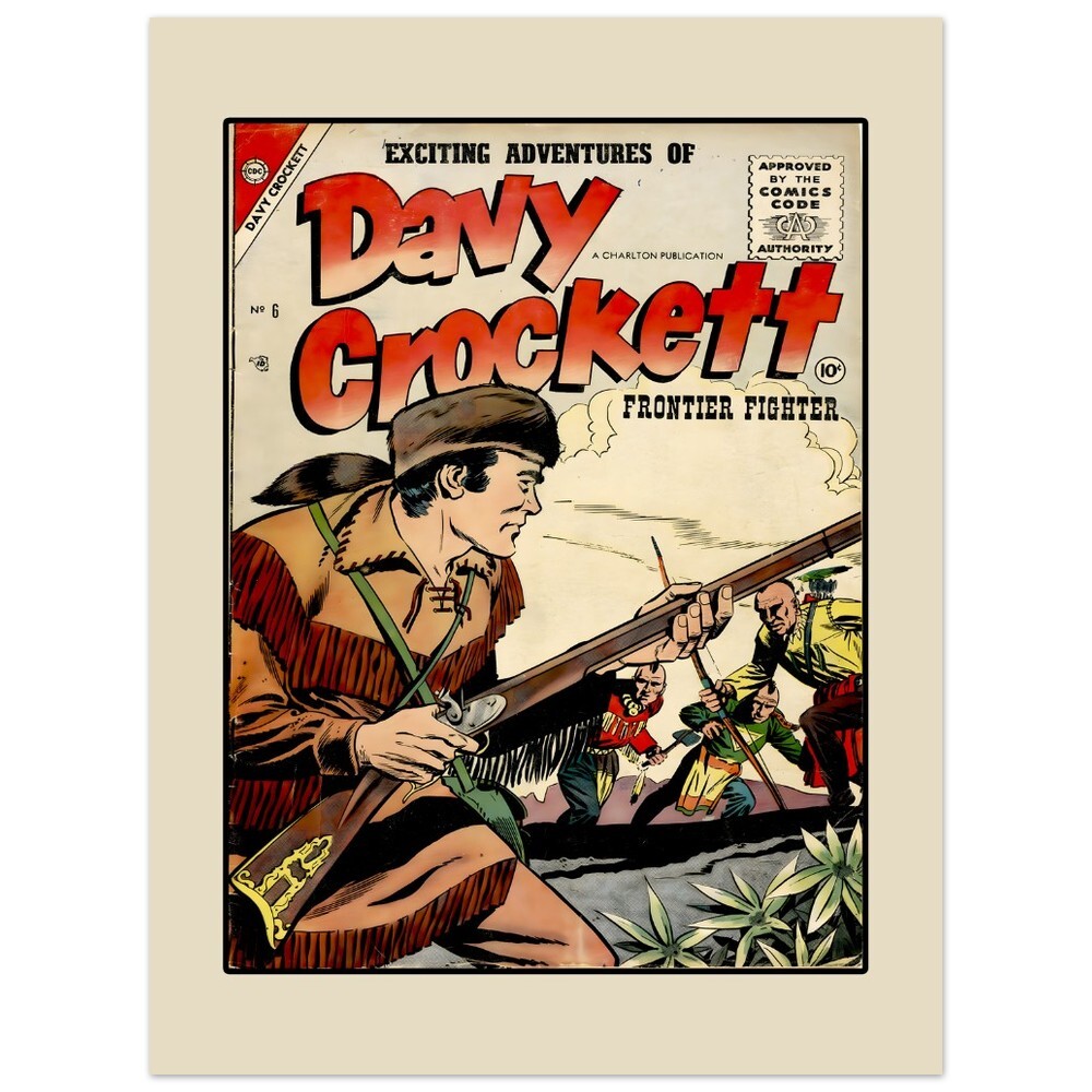 Davey Crockett Comic Book Western Art Print Poster 1952