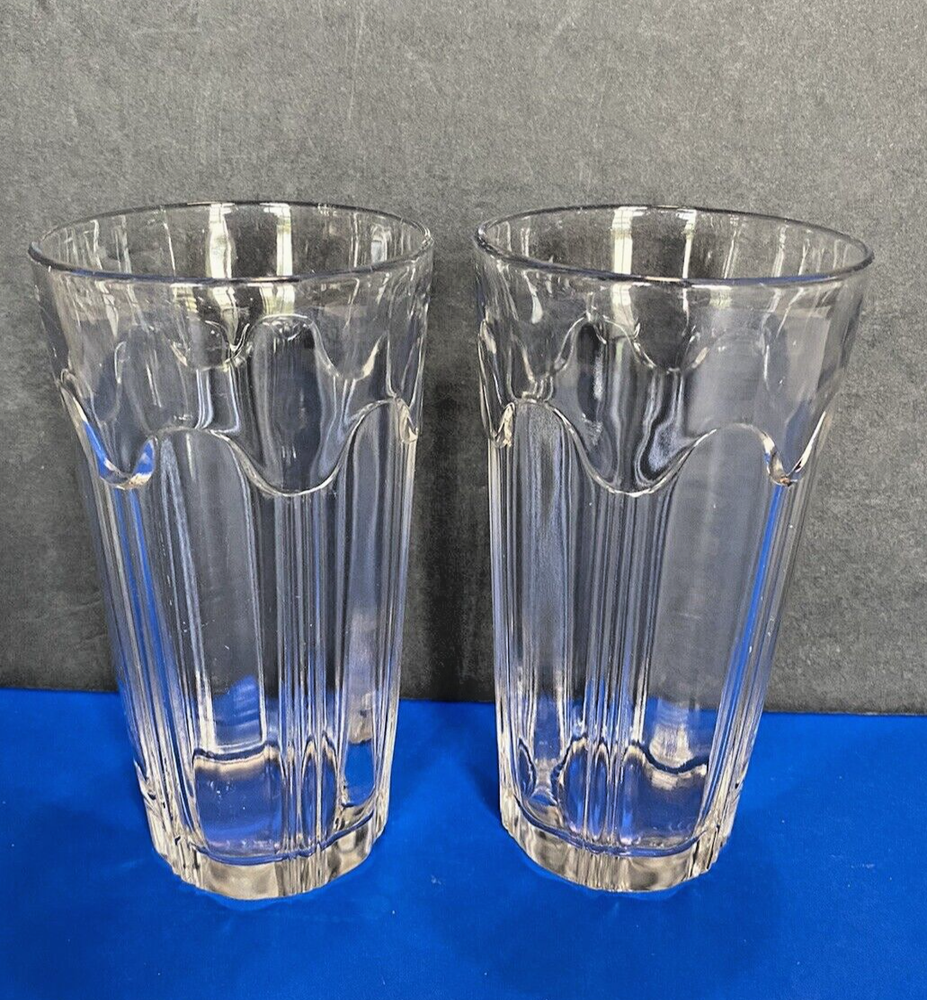 Anchor Hocking Colonial Clear Knife & Fork Flat 12 oz Iced Tea Set of Two (2)