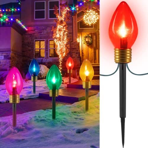 Christmas Lights Jumbo C9 Outdoor Lawn Decorations with Pathway Marker 1 Pack