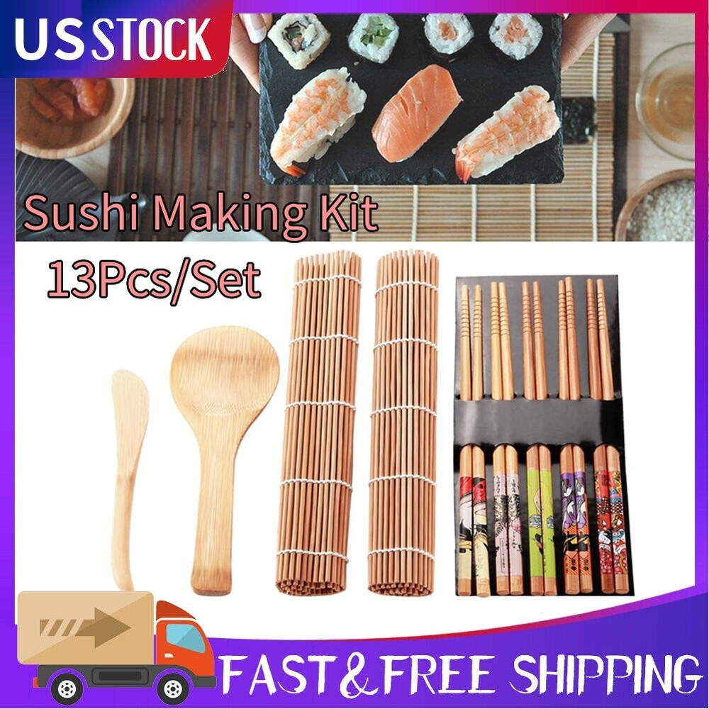 13Pcs/set Bamboo Sushi Making Kit Family Office Party Homemade Sushi Gadget US