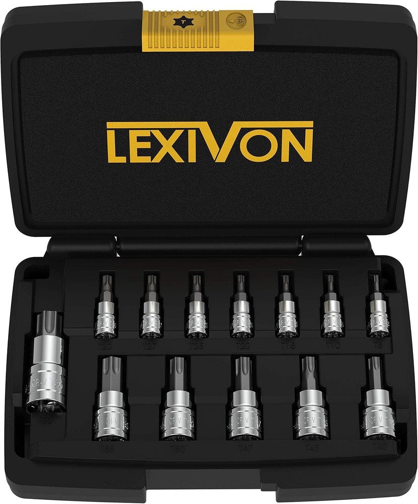 LEXIVON 16-Piece S2 Torx Bit Socket Set T8-T60 in Black