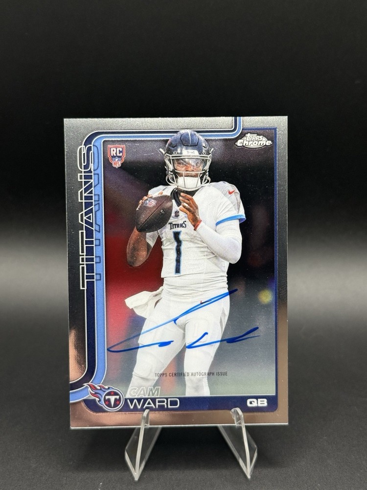 Topps 2025 Chrome Football Cam Ward Titans Rookie Autograph Variation RA-CWA