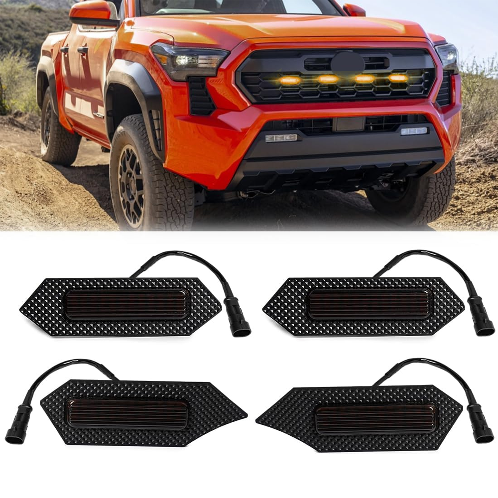 For Tacoma TRD Off-Road 2024 2025 Amber LED Smoked Lens Front Grille Lights