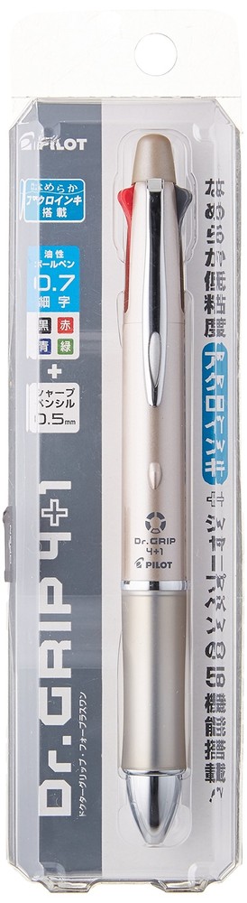 Pilot Dr. Grip 4+1, 4 Color 0.7 mm Ballpoint Multi Pen & 0.5 mm Mechanical Pe...