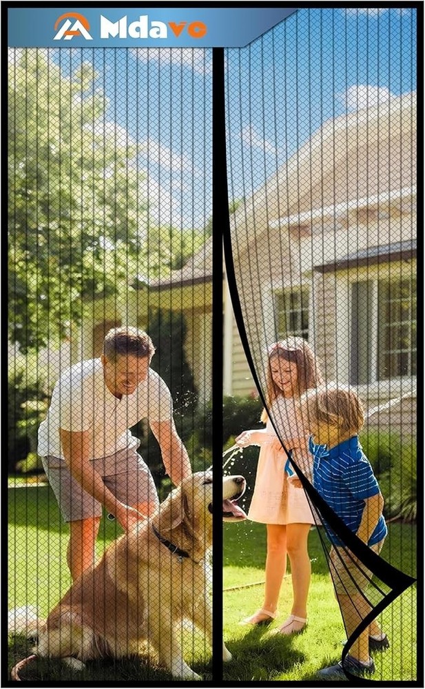 Magnetic Screen Door Mesh 36x84 Inch Black Keep Fit Design