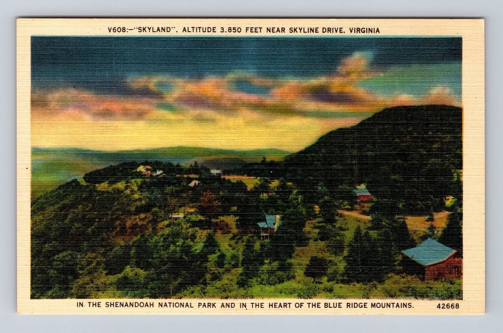 Shenandoah National Park-Skyline Drive, Skyland Scenic View, Vintage Postcard