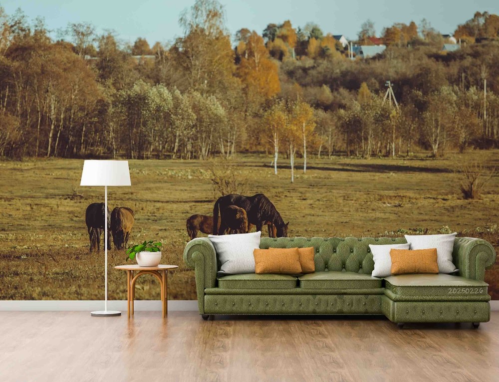 3D Forest Meadow Horse Landscape Wall Murals Wallpaper Murals Wall Sticker
