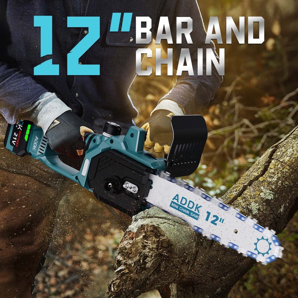 21V Brushless Cordless Chainsaw 12 Inch with Battery Charger  