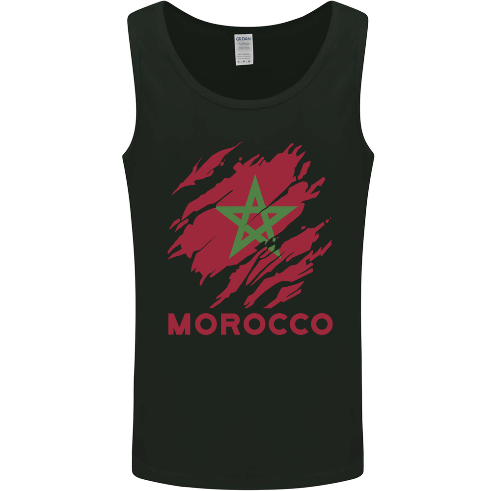 Morocco Ripped Flag Mens Vest Tank Top