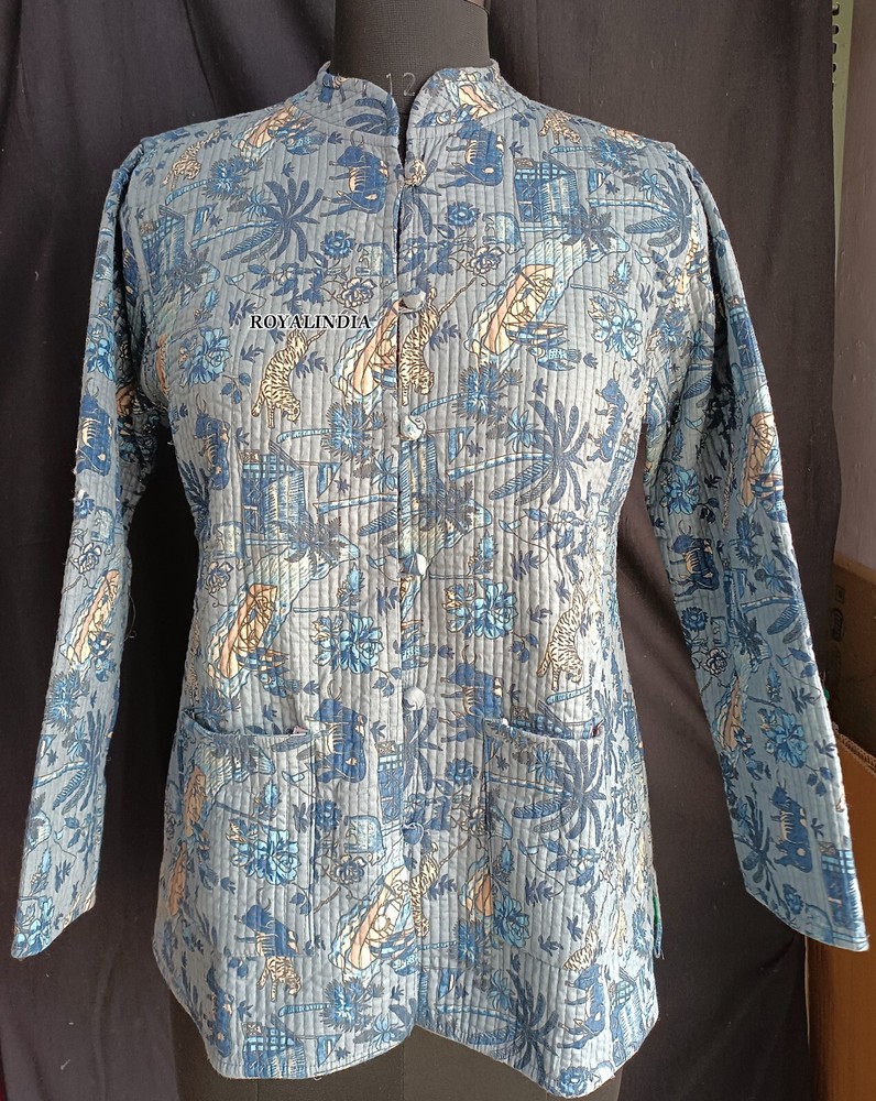 Christmas Sale - Winter Wear Quilted Coat Indian Cotton Women Reversible Jacket-image