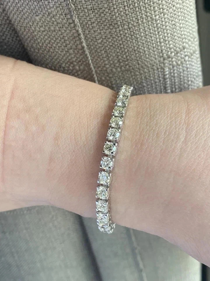 Round Cut 9.80 Ct Natural Diamond Tennis Link Bracelet 14K Solid White Gold