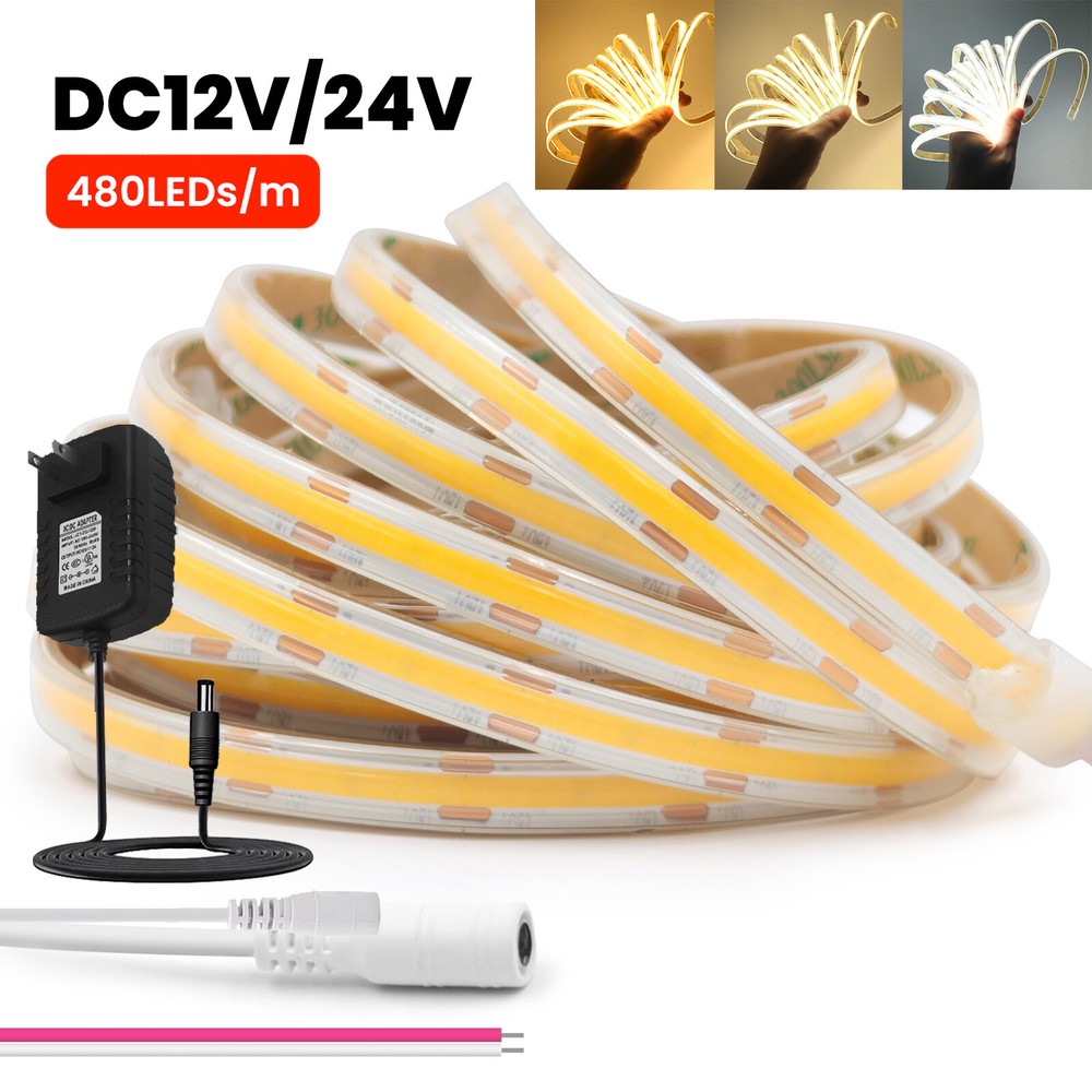 12V 24V COB LED Strip Light IP67 Waterproof Flexible Tape Lights Home Lighting