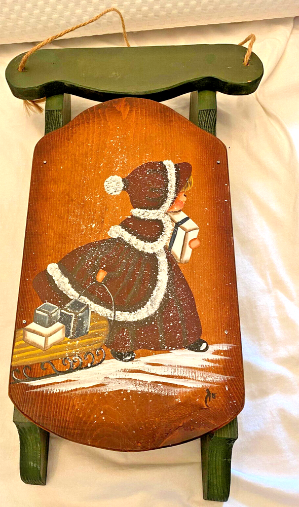 17-inch hand-painted Christmas sled holiday decor