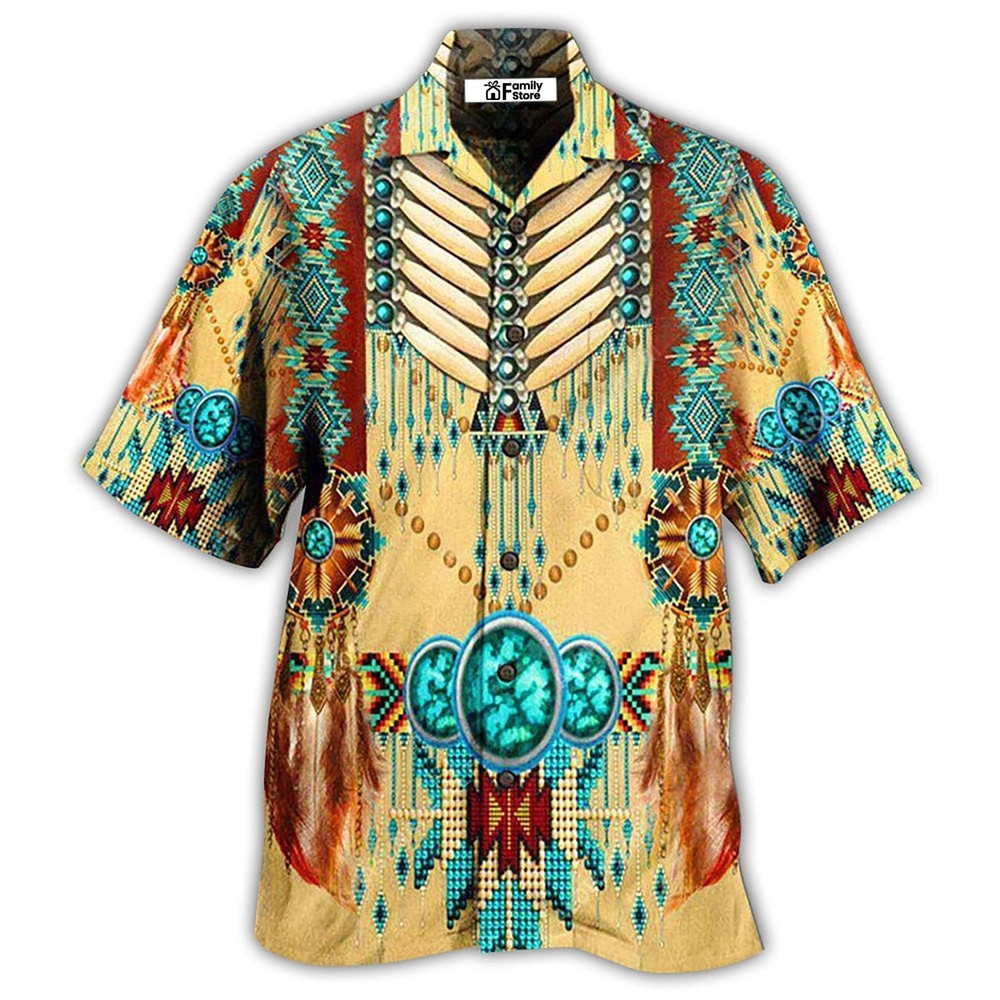 Native American Proud Pattern Vibrant Hawaiian Aloha Shirt for Men and Women