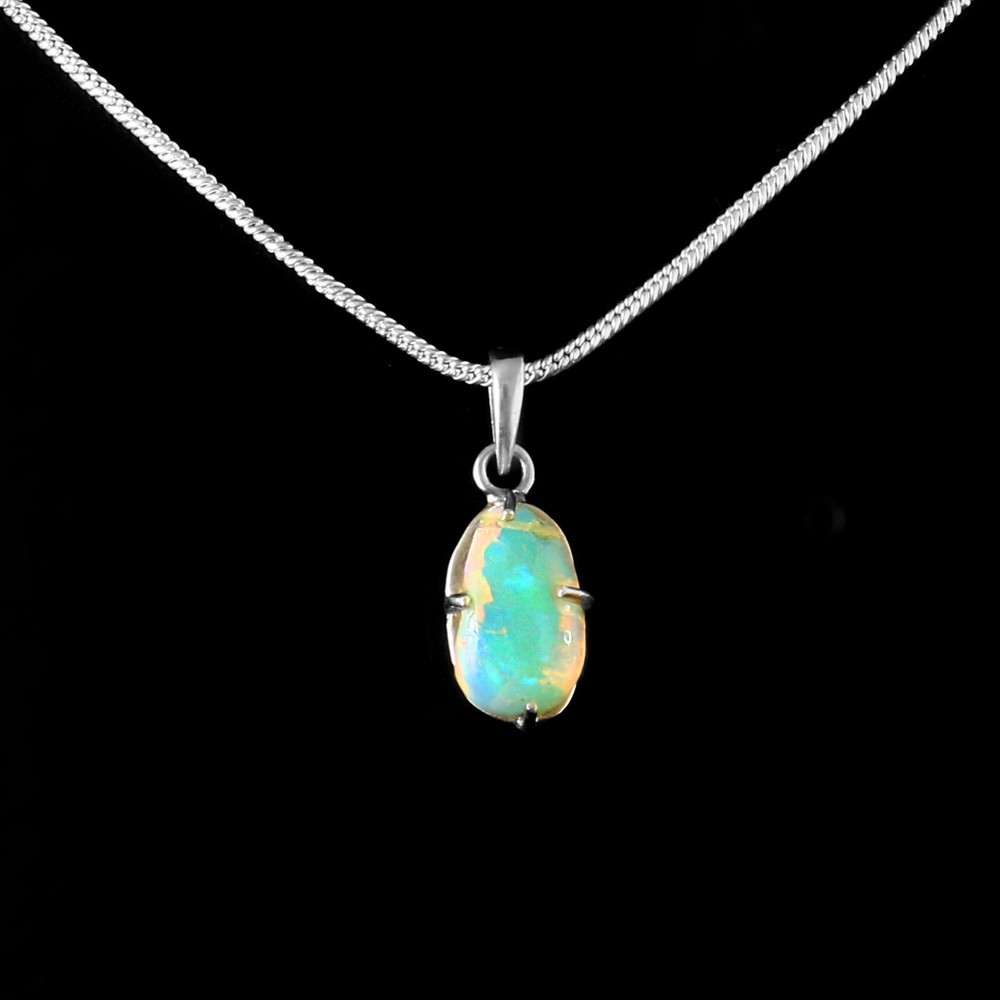 Opal Silver Pendant Water Teardrops Opal Pendant Blue Opal Necklace Pendant 211