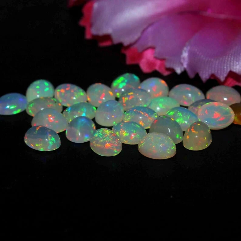 Natural Opal Cabochon Fire White Ethiopian Opal Oval Shape For Making Jewelry