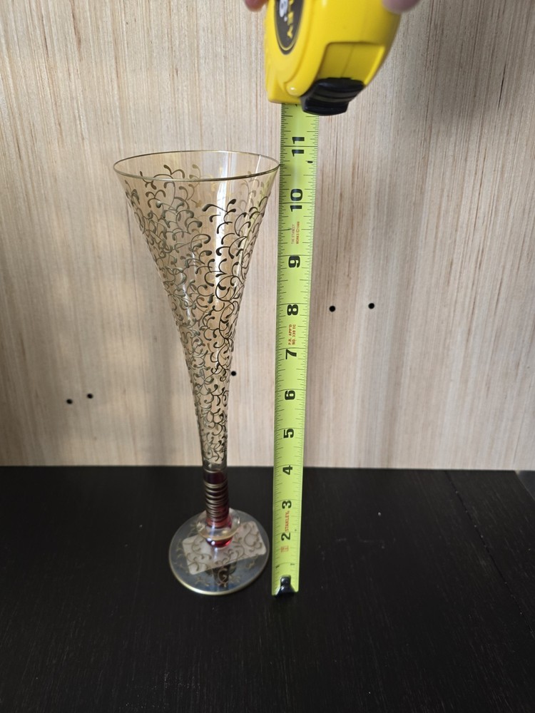 Vintage Pier 1 Champagne Flutes Ruby Red Blown Glass Set Of 3