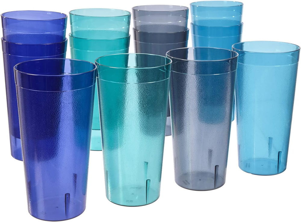 Eco-Friendly Café Plastic Reusable 32-Oz Tumblers Set of 12 Coastal Design Iced Tea Cups