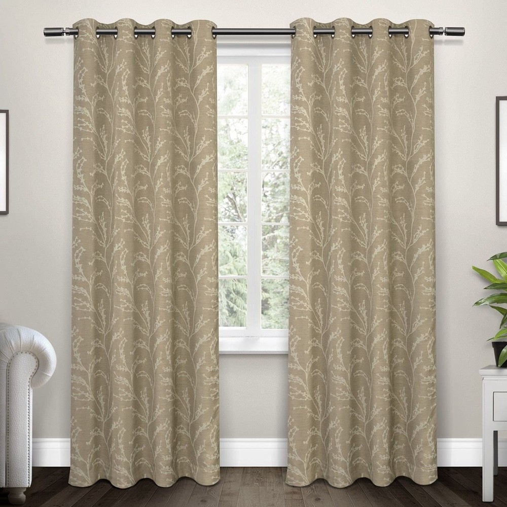 Kilberry Woven Blackout Grommet Top Curtain Panel Pair 52x84 Natural Set of 2