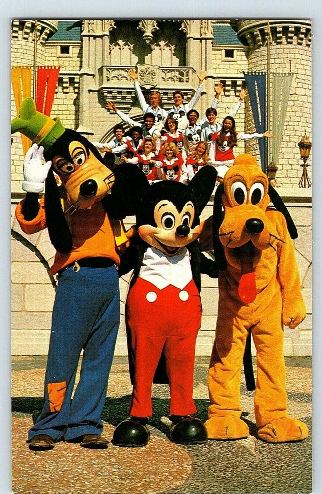 Vintage Goofy Mickey Pluto Orlando Disney World FL Postcard 0100-10221